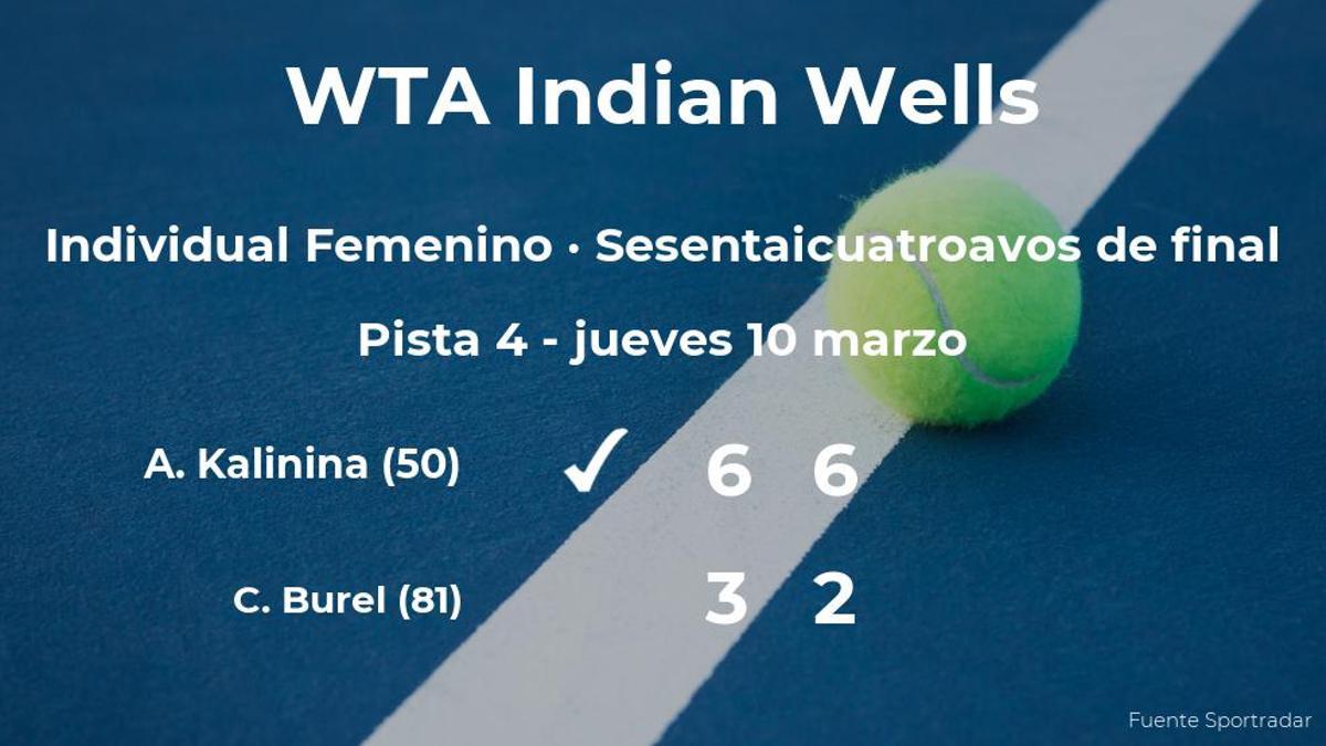 Anhelina Kalinina pasa a la siguiente fase del torneo WTA 1000 de Indian Wells tras vencer en los sesentaicuatroavos de final