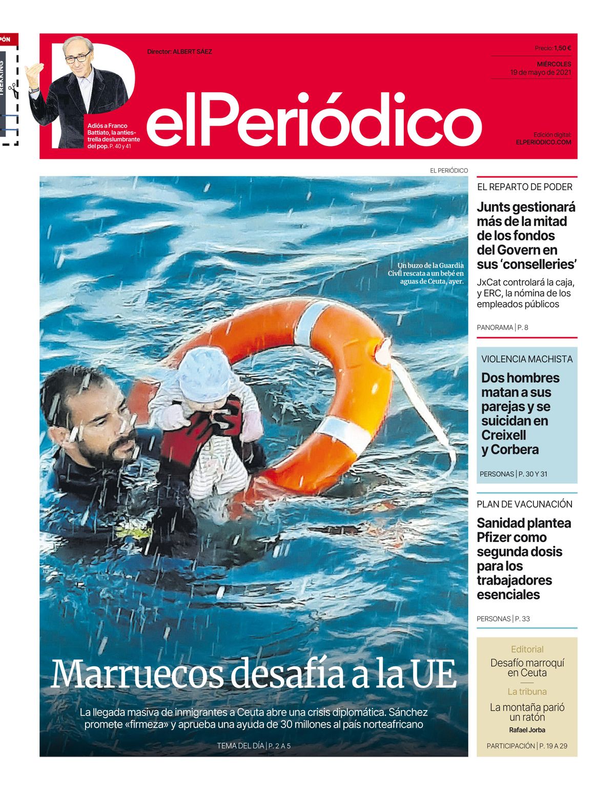 La portada d’EL PERIÓDICO del 19 de maig del 2021