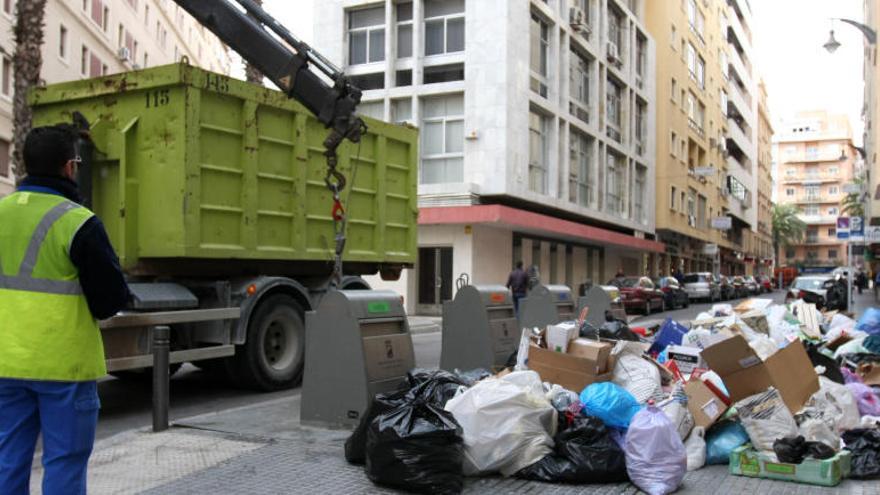 En centro de Málaga tras una huelga anterior.