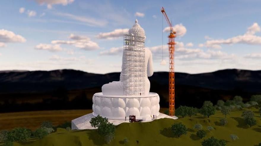 Inforgrafía de la construcción de la estatua.