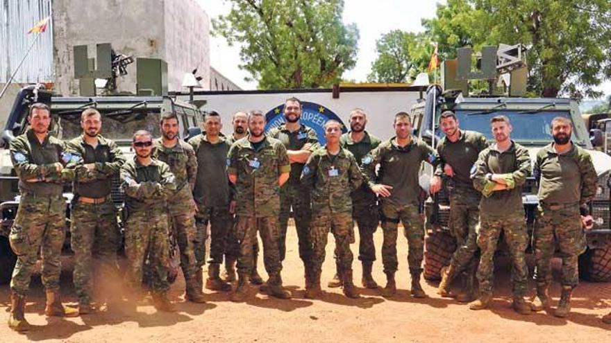 Integrantes de la unidad de la Comandancia General de Balears desplegada en Bangui, capital de la República Centroafricana.