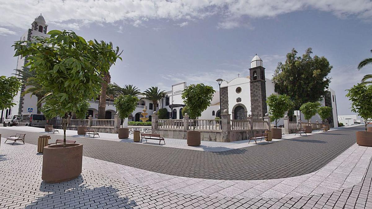 Simulación de la intervención en la calle Párraco San Martín y plaza León y Castillo, en San Bartolomé. | | LP/DLP