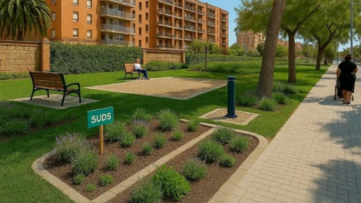Recreación del proyecto de reconstrucción de parques y jardines en Alfafar.