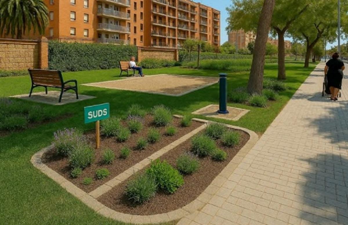 Recreación del proyecto de reconstrucción de parques y jardines en Alfafar.