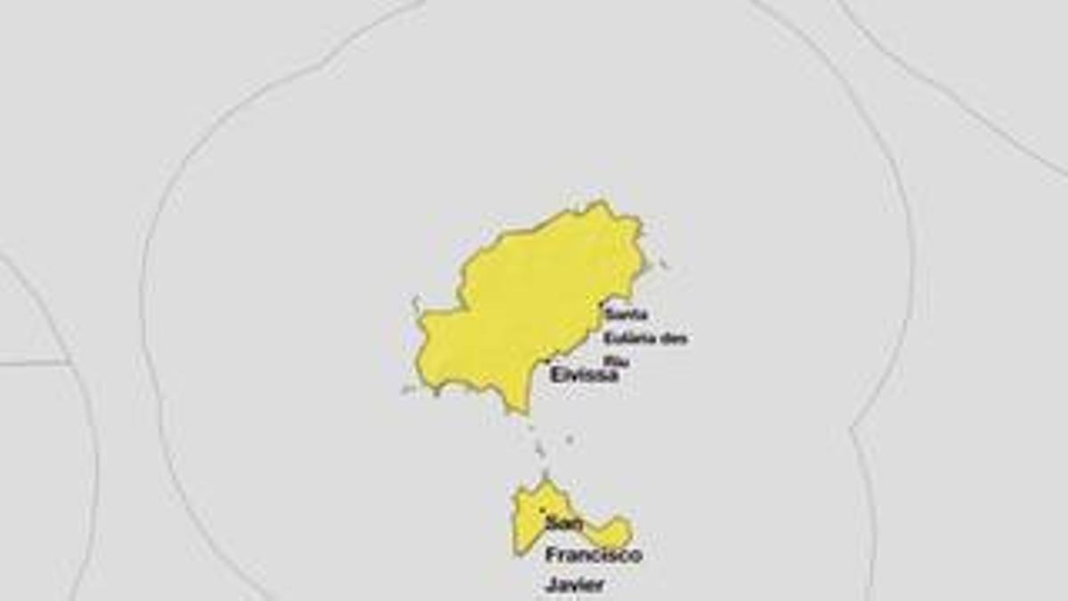 Alerta amarilla por fuertes lluvias, tormentas y granizo en Ibiza y Formentera