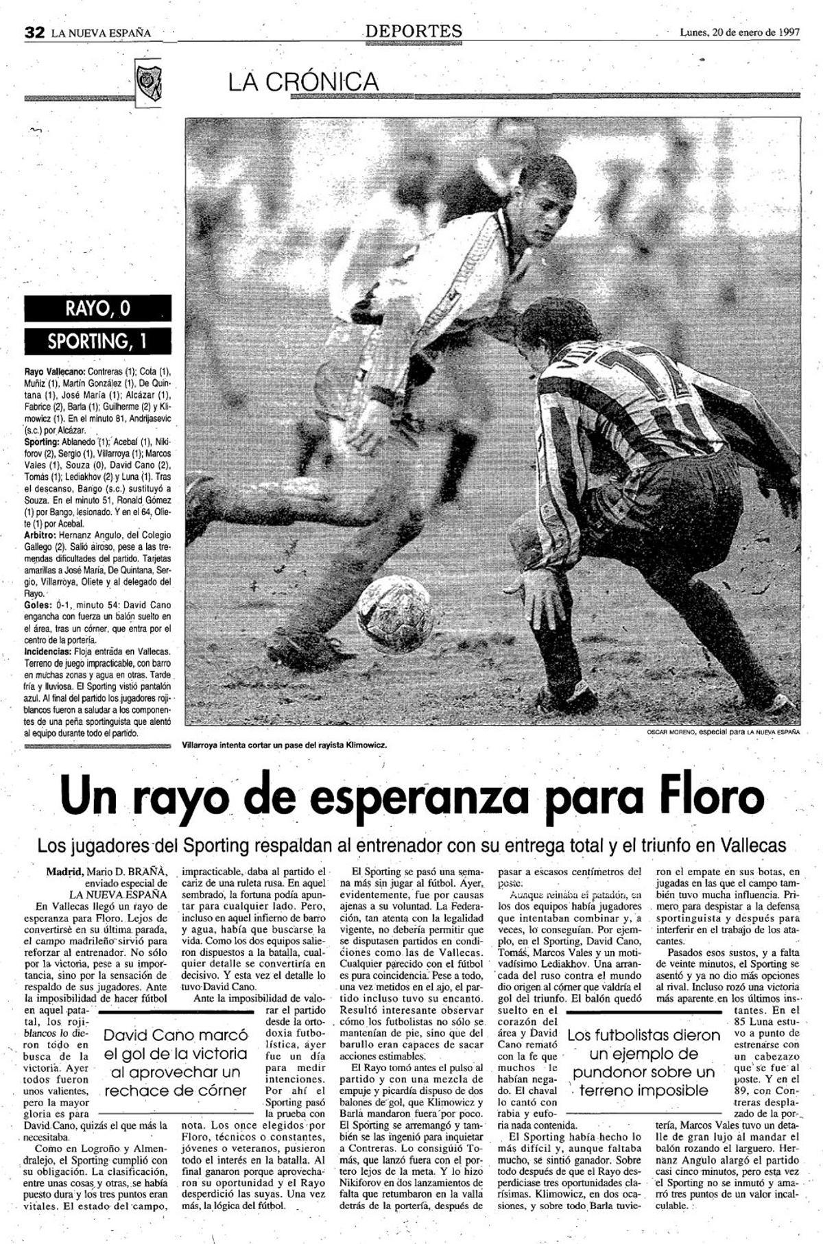 La crónica que se publicó en su día en LA NUEVA ESPAÑA