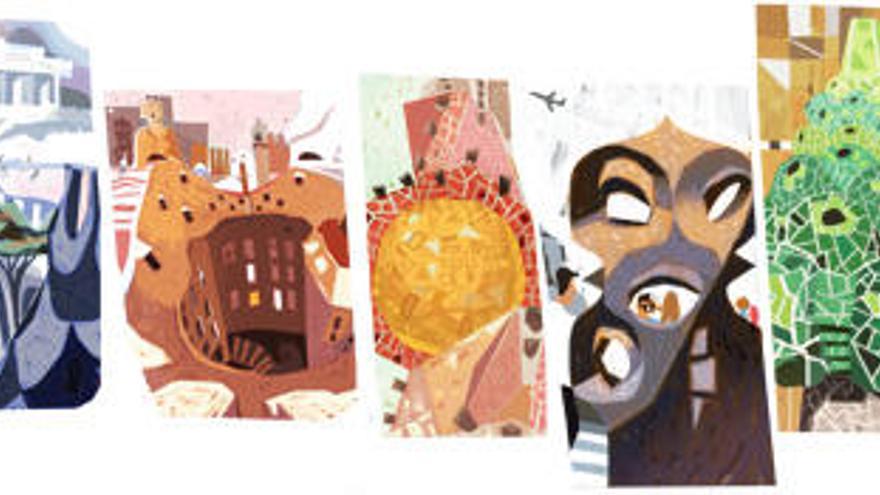 Imagen del doodle de Google dedicado a Antonio Gaudí