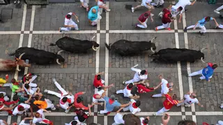 Directo | Los rápidos y peligrosos Jandilla, protagonistas del quinto encierro en Pamplona