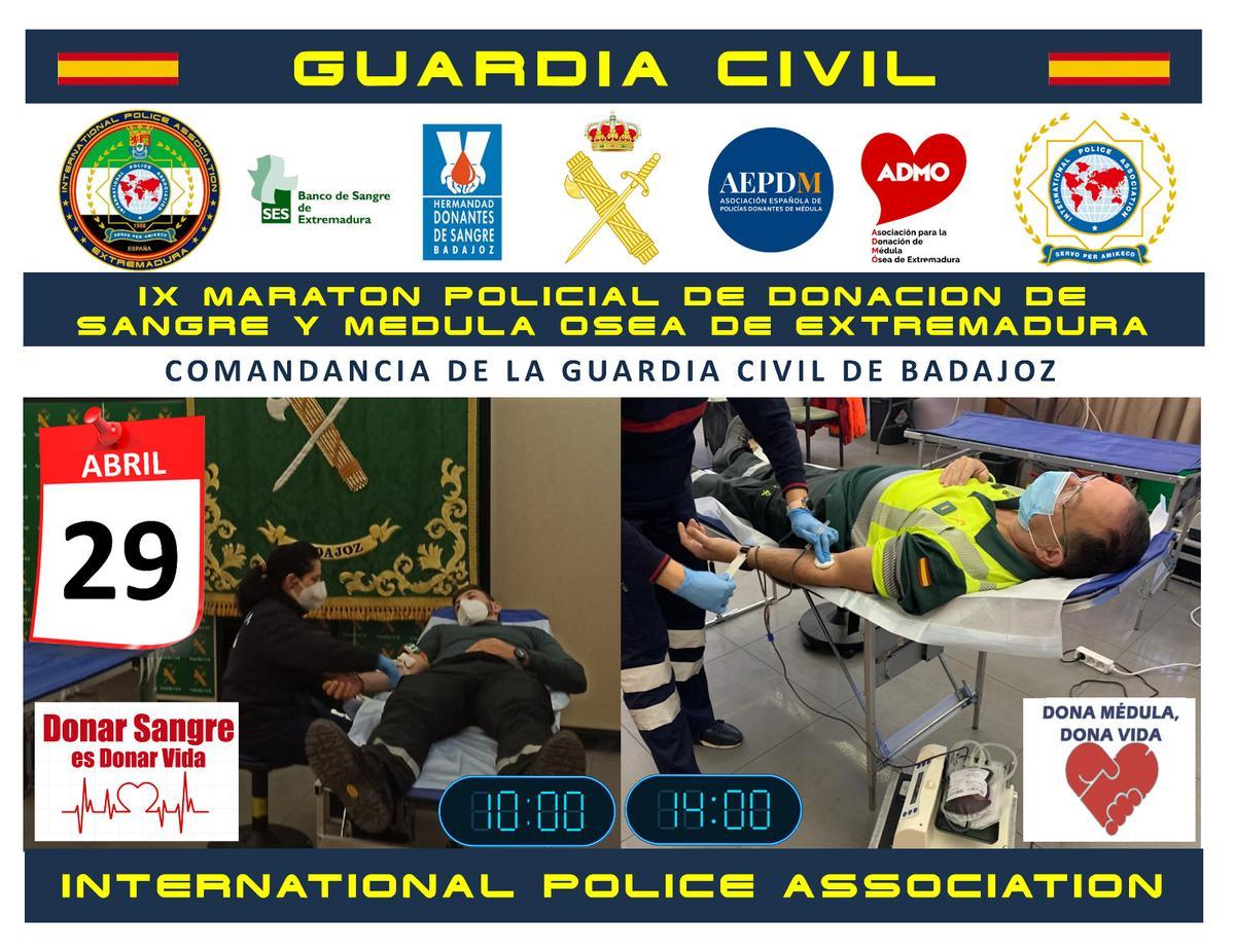 Cartel de la IX Maratón Policial de Donación de Sangre y Médula Ósea.