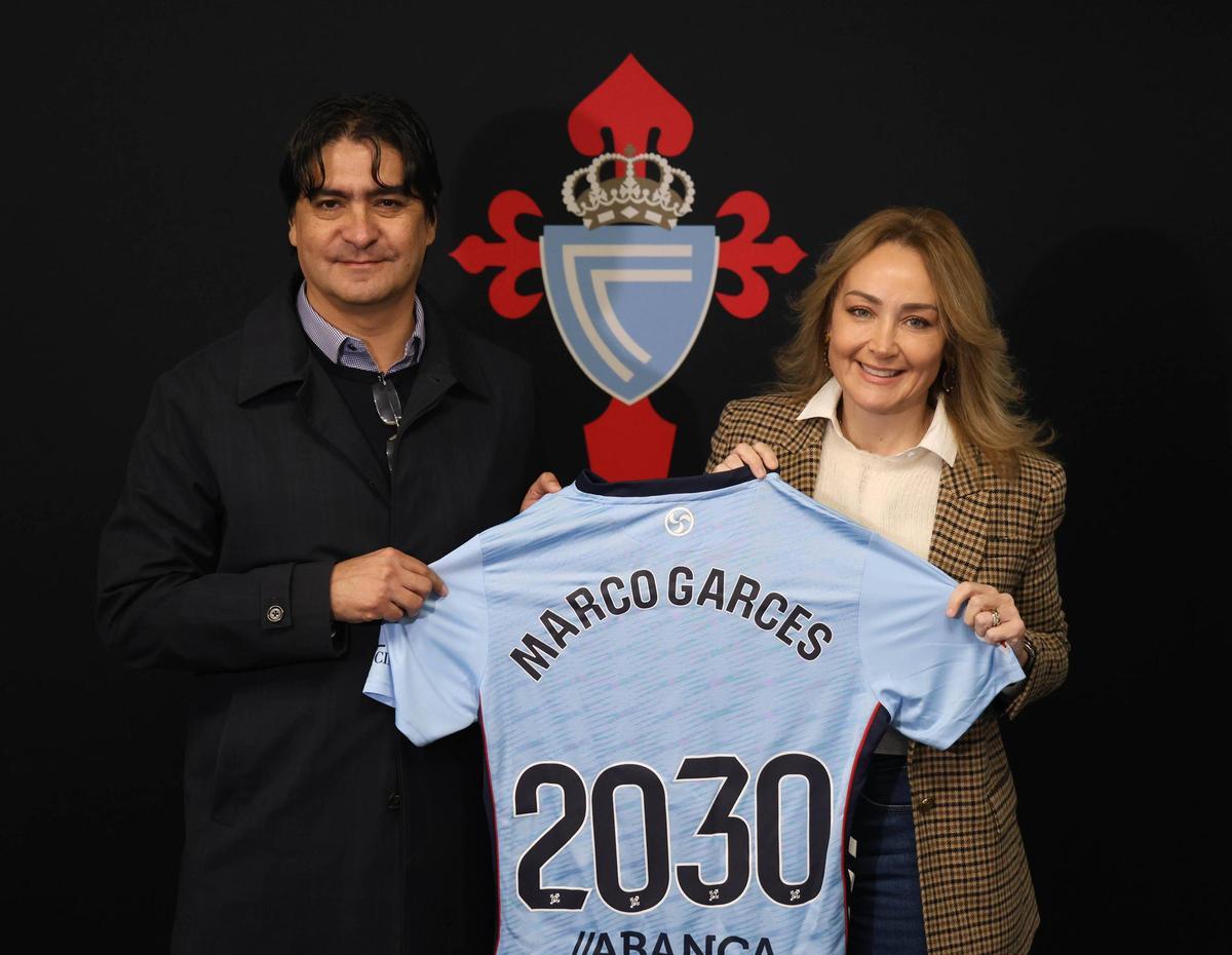 Garcés y Mouriño, en la comparecencia de prensa de su renovación.