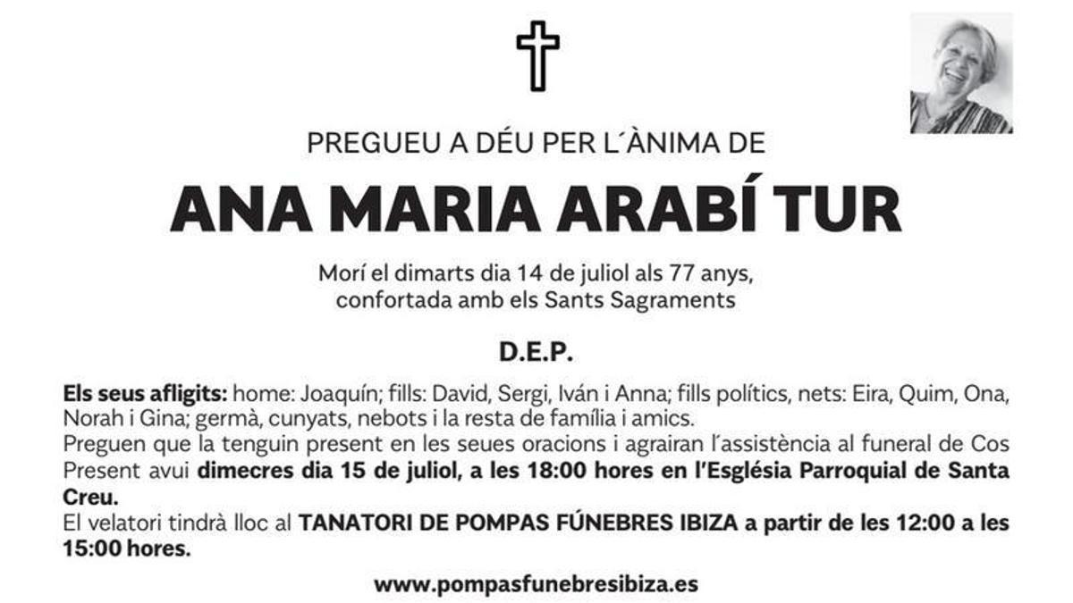 Esquela Ana María Arabí Tur