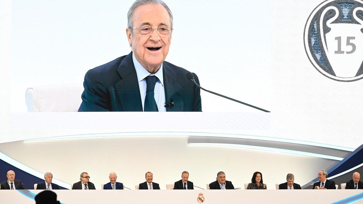 Florentino Pérez, presidente del Real Madrid, en la última asamblea