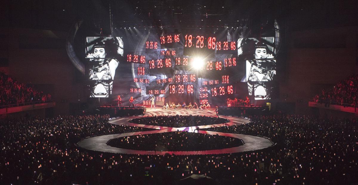 La cantante Katy Perry durante un concierto en el Palau Sant Jordi, a 9 de noviembre de 2025, en Barcelona, Catalunya (España). El concierto se engloba dentro de su gira The Lifetimes Tour.