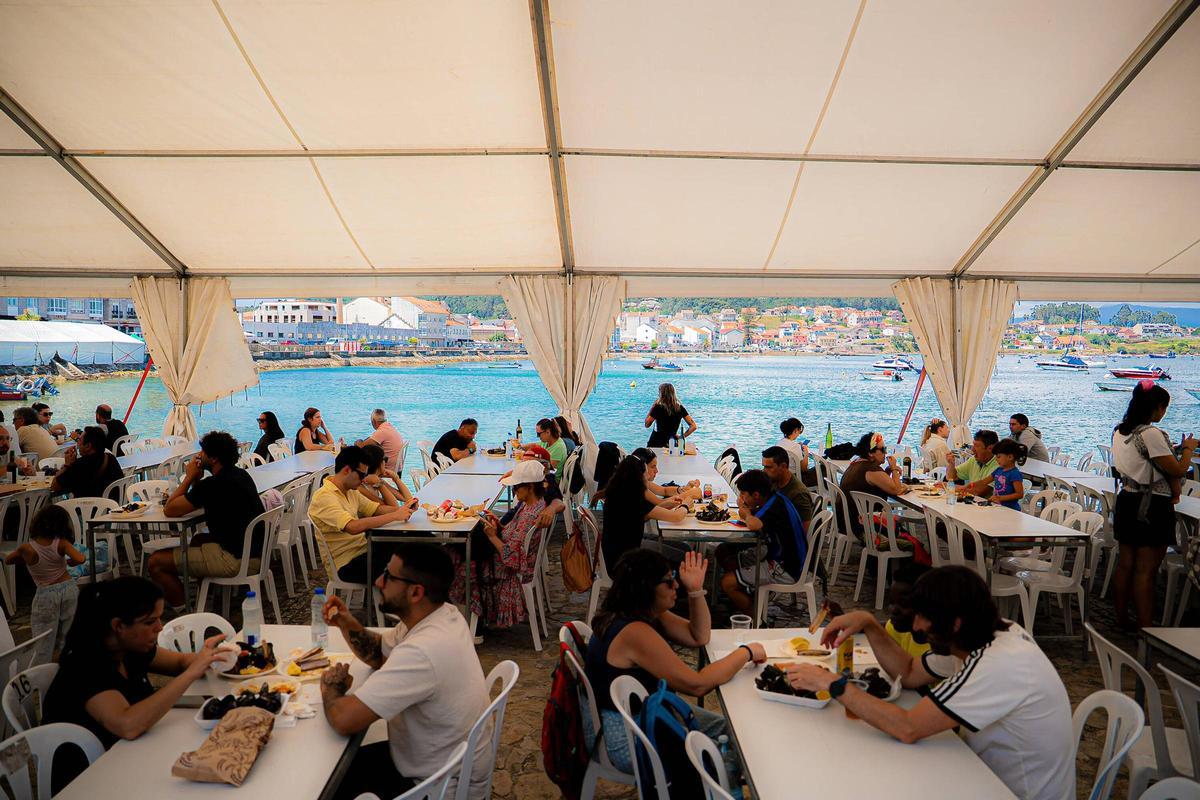 Vista de la carpa de la Festa da Navalla de A Illa de Arousa.