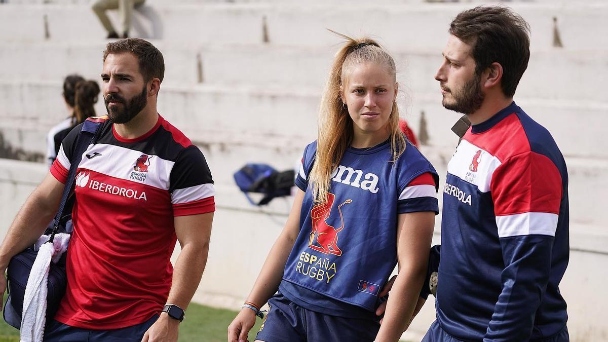 Zahía Pérez, en un entrenamiento con la selección española