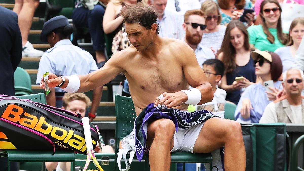 Rafa Nadal, en el partido de cuartos de final de Wimbledon