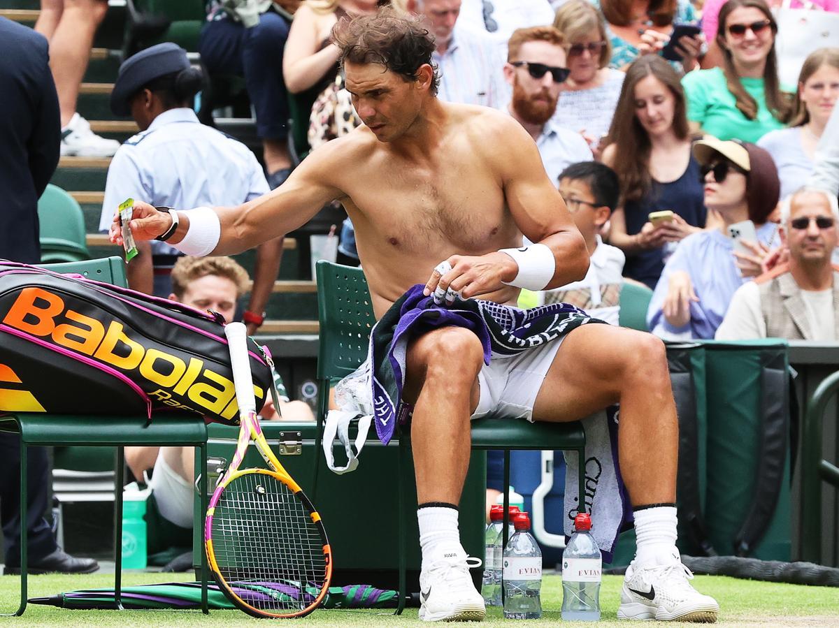 Rafa Nadal, en el partido de cuartos de final de Wimbledon