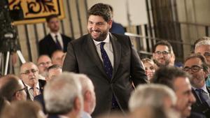 Fernando López Miras, antes de jurar el cargo, el lunes pasado en la antigua iglesia de San Esteban.