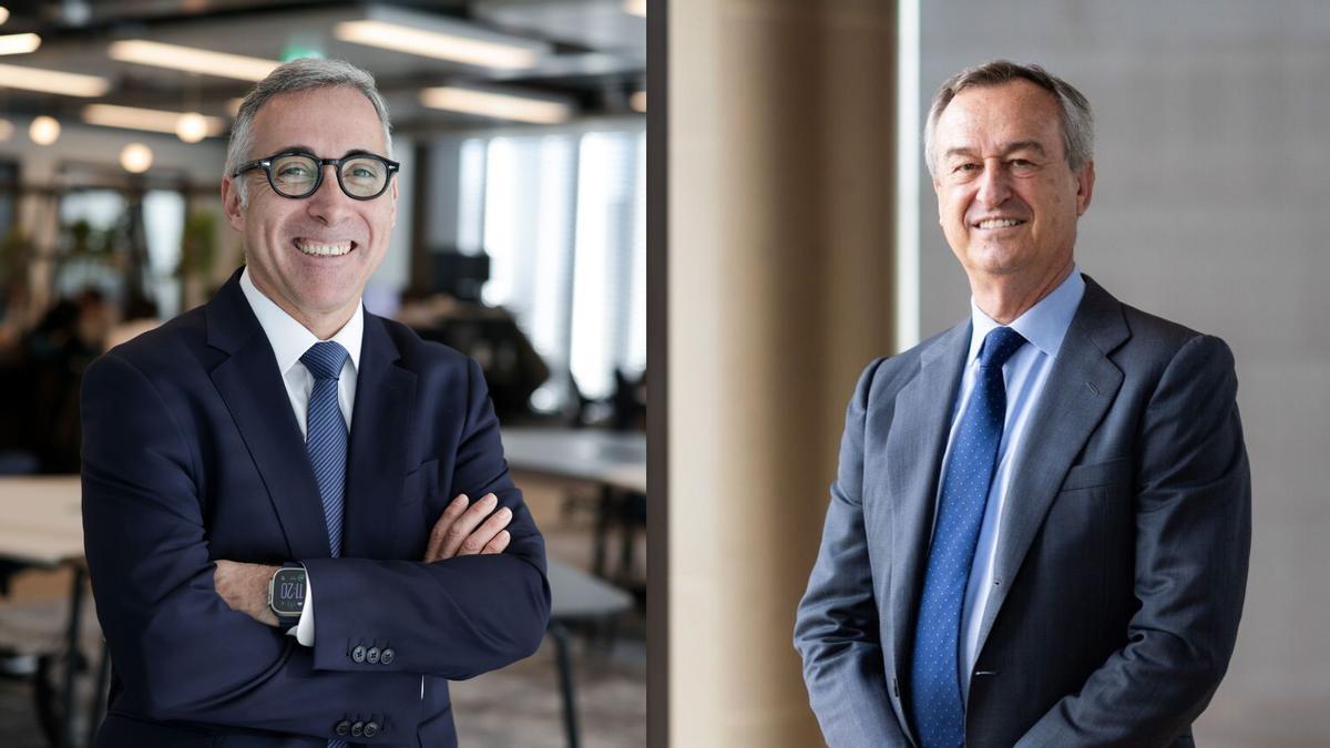 El nuevo CEO del Sabadell, Marc Armengol, y a quien sustituirá, César González Bueno