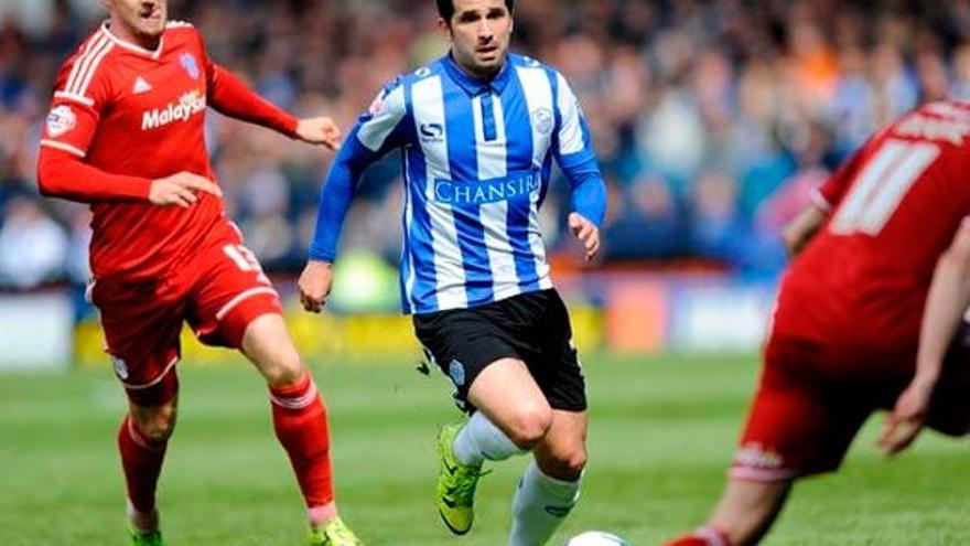 Álex López, con los colores del Sheffield Wednesday ante el Cardiff. // Swfc.co.uk