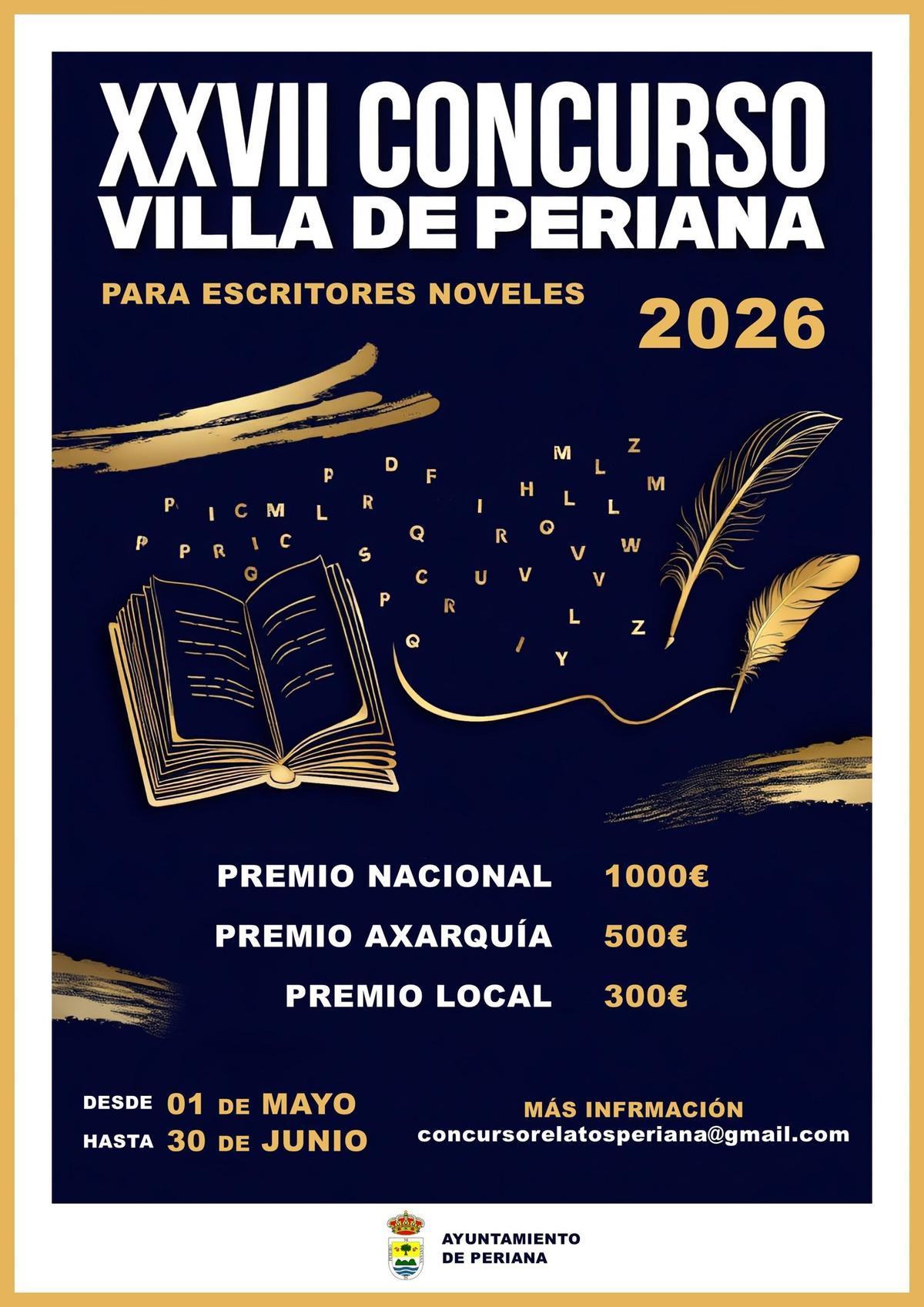 Detalle del cartel del Concurso Literario para escritores noveles de Villa de Periana.