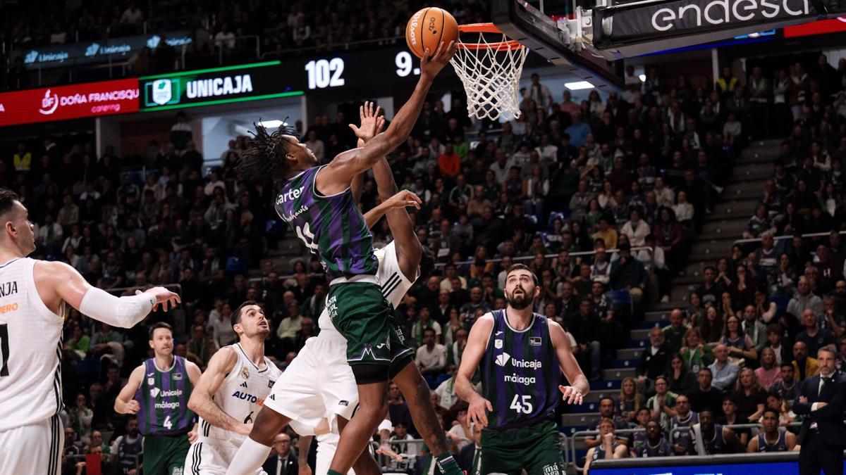 Imagen del último encuentro que disputaron el Unicaja y el Real Madrid