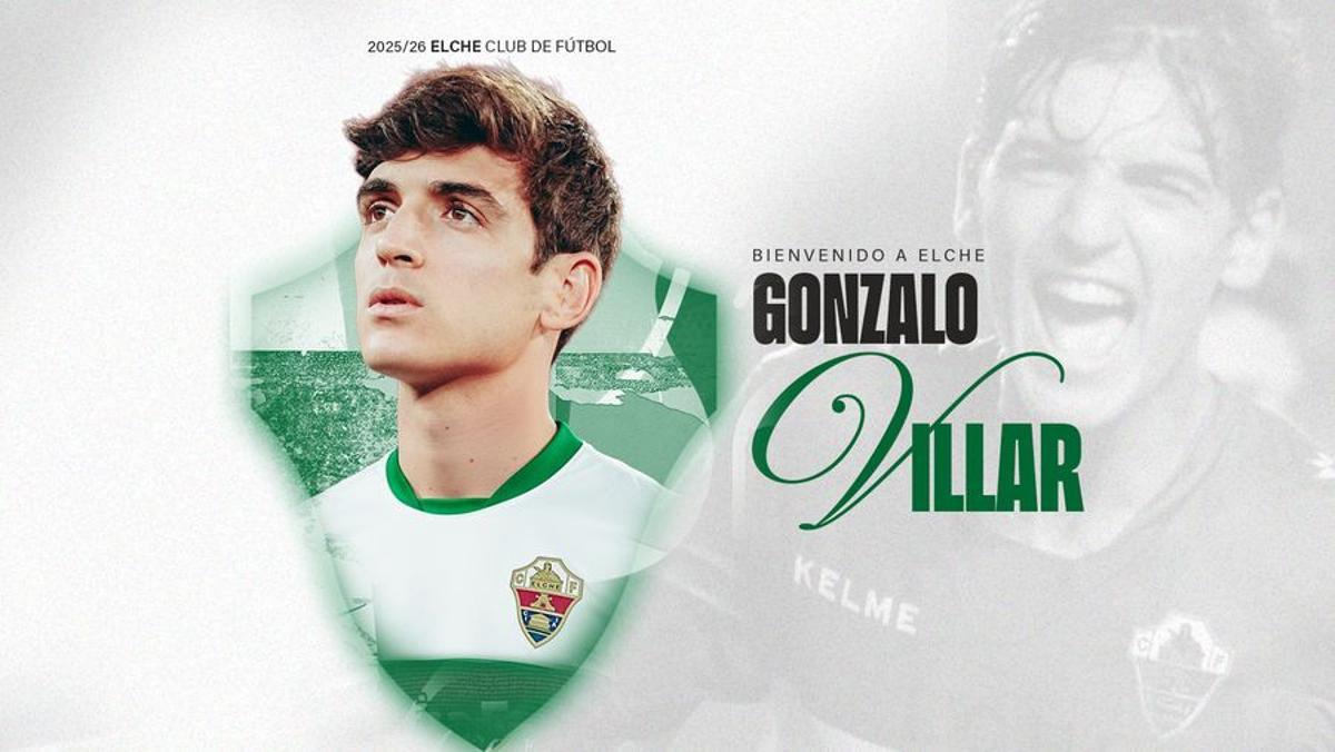 Diseño del Elche anunciando la incorporación de Gonzalo Villar.