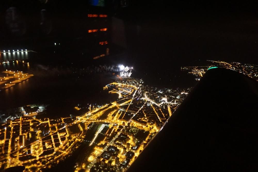 Gijón, la noche de los fuegos desde el aire