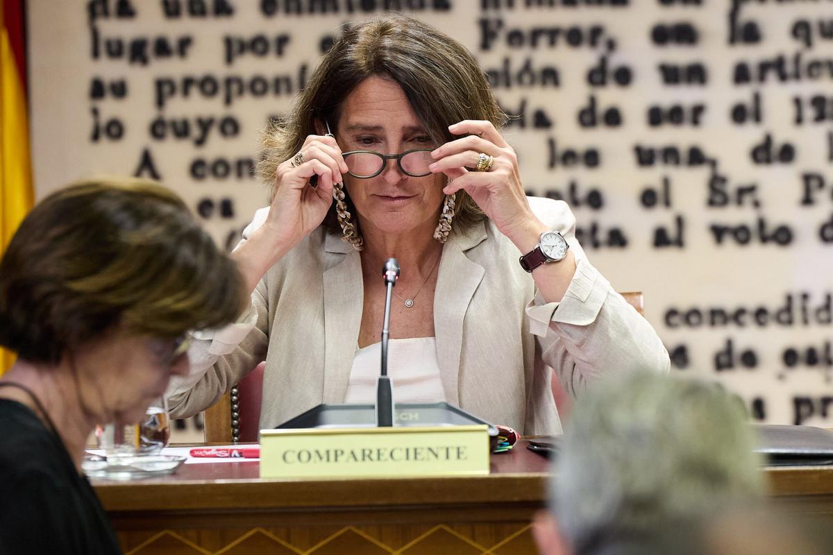 La exministra y vicepresidenta primera y comisaria de Competencia de la Comisión Europea, Teresa Ribera, comparece durante la Comisión sobre el ‘caso Koldo’ en el Senado, a 9 de junio de 2025