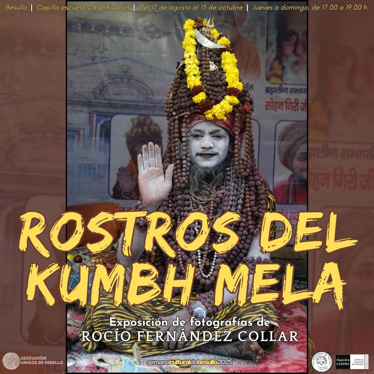 Cartel anunciador de la exposición "Rostros del Kumbh Mela".