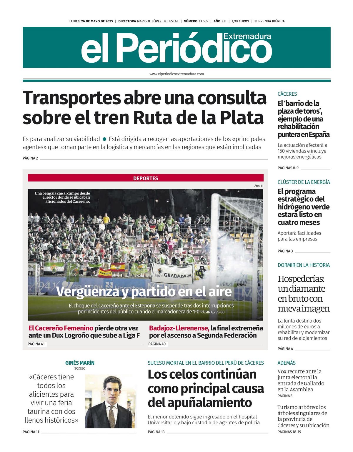 Consulta la portada correspondiente al día 26 de mayo de 2025