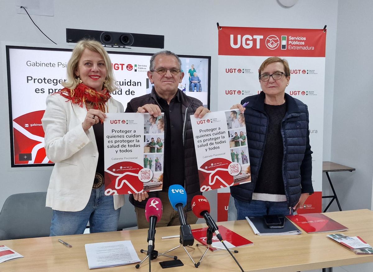 Presentación de la campaña de UGT, este martes, en Mérida.