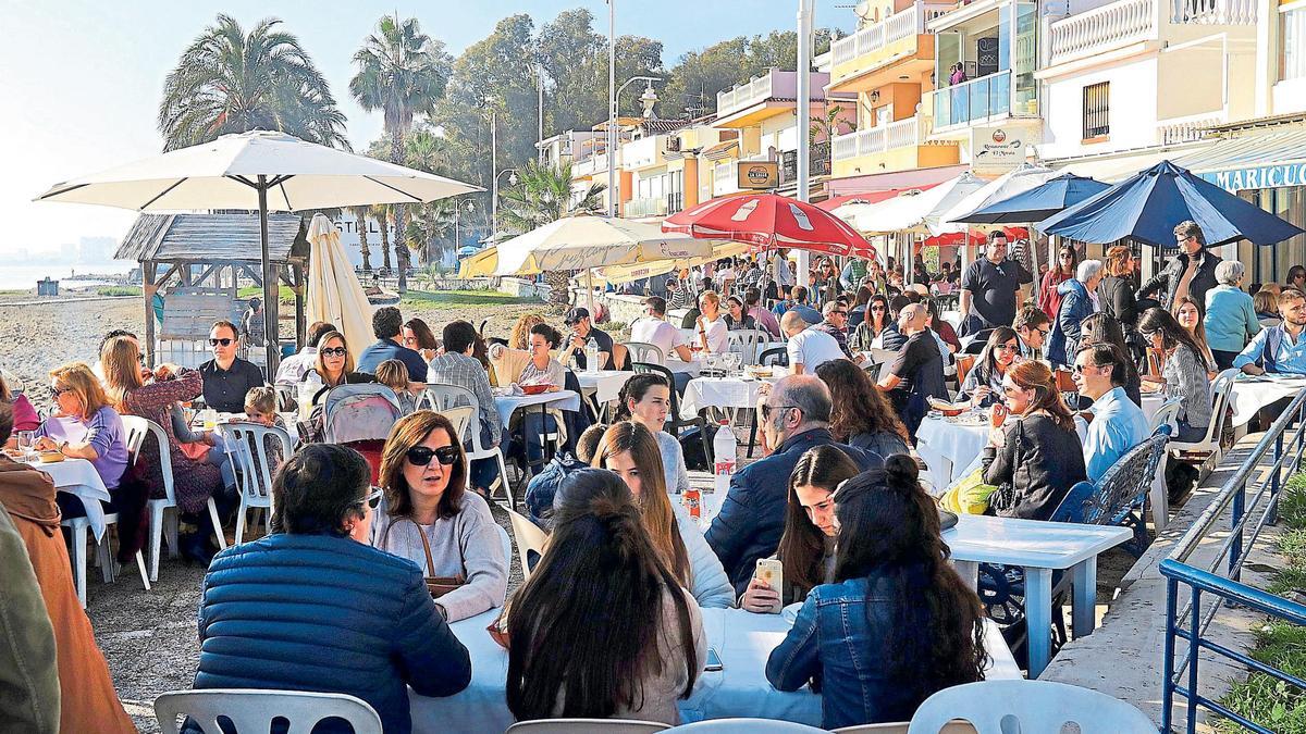 Terrazas en Pedregalejo, en diciembre, en una foto de archivo