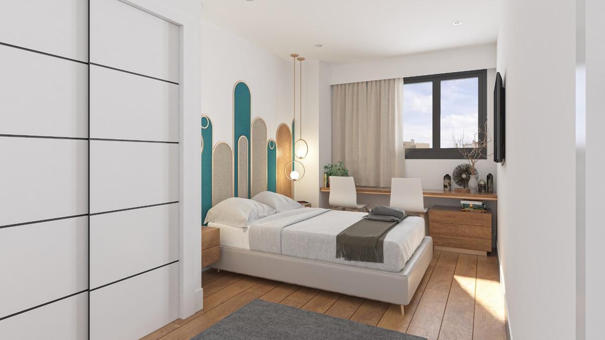 Uno de los dormitorios de la promoción Kendra.