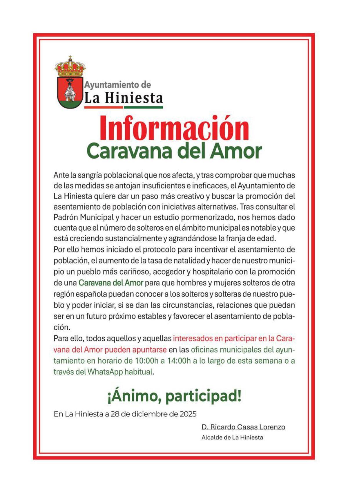 Comunicado del alcalde.