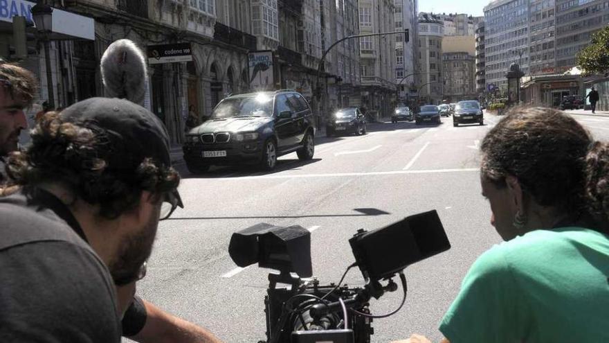 Rodaje de la película &#039;El Desconocido&#039; por las calles de A Coruña.