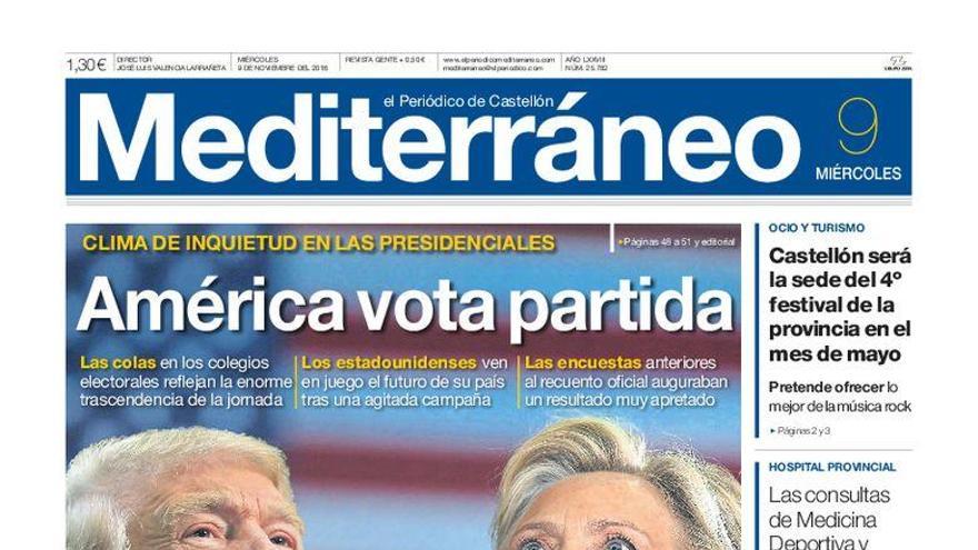 América vota partida, en la portada de Mediterráneo