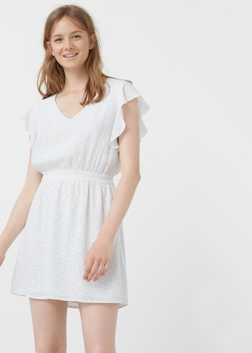 Vestido blanco estampado de Mango Outlet