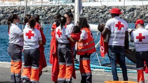 Llegada de migrantes al muelle de Arguineguín, en Gran Canaria.