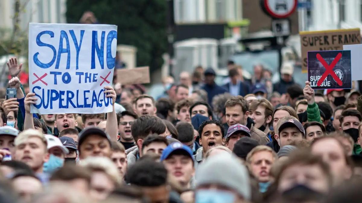 Protestas contra la Superliga en Inglaterra