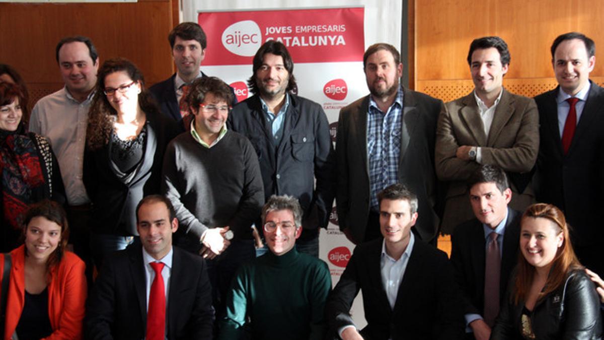 Oriol Junqueras, este lunes en un almuerzo-coloquio con jóvenes empresarios.
