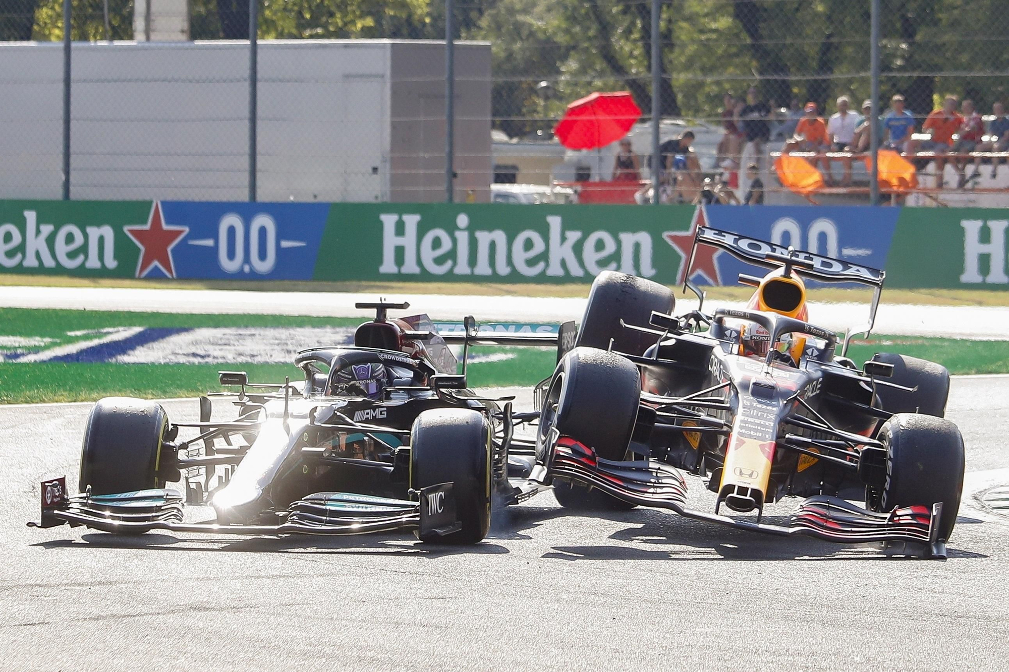 El accidente entre Verstappen y Hamilton en el GP de Italia