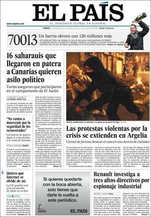 Dins ’El País’ també destaca que Amnistia Internacional denuncia que milers d’haitianes són violades cada nit als campaments de refugiats; que els sindicats i el Govern espanyol es tanquen el cap de setmana per negociar sobre les pensions, i que les caixes d’estalvis no tindran una segona ronda de fusions, segons José Antonio Olavarrieta, director general de la CECA.