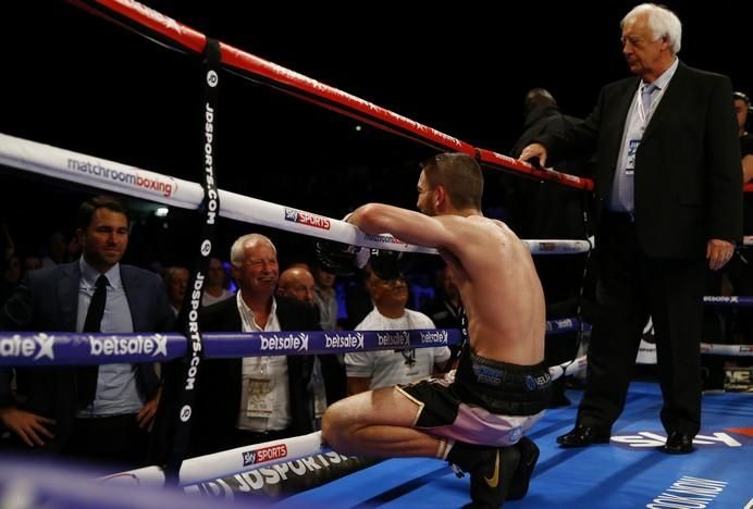 Sam Eggington with promoter Eddie Hearn after ...