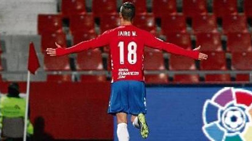 Jairo Morillas celebra el 2-0 aconseguit contra l&#039;Albacete a Montilivi.