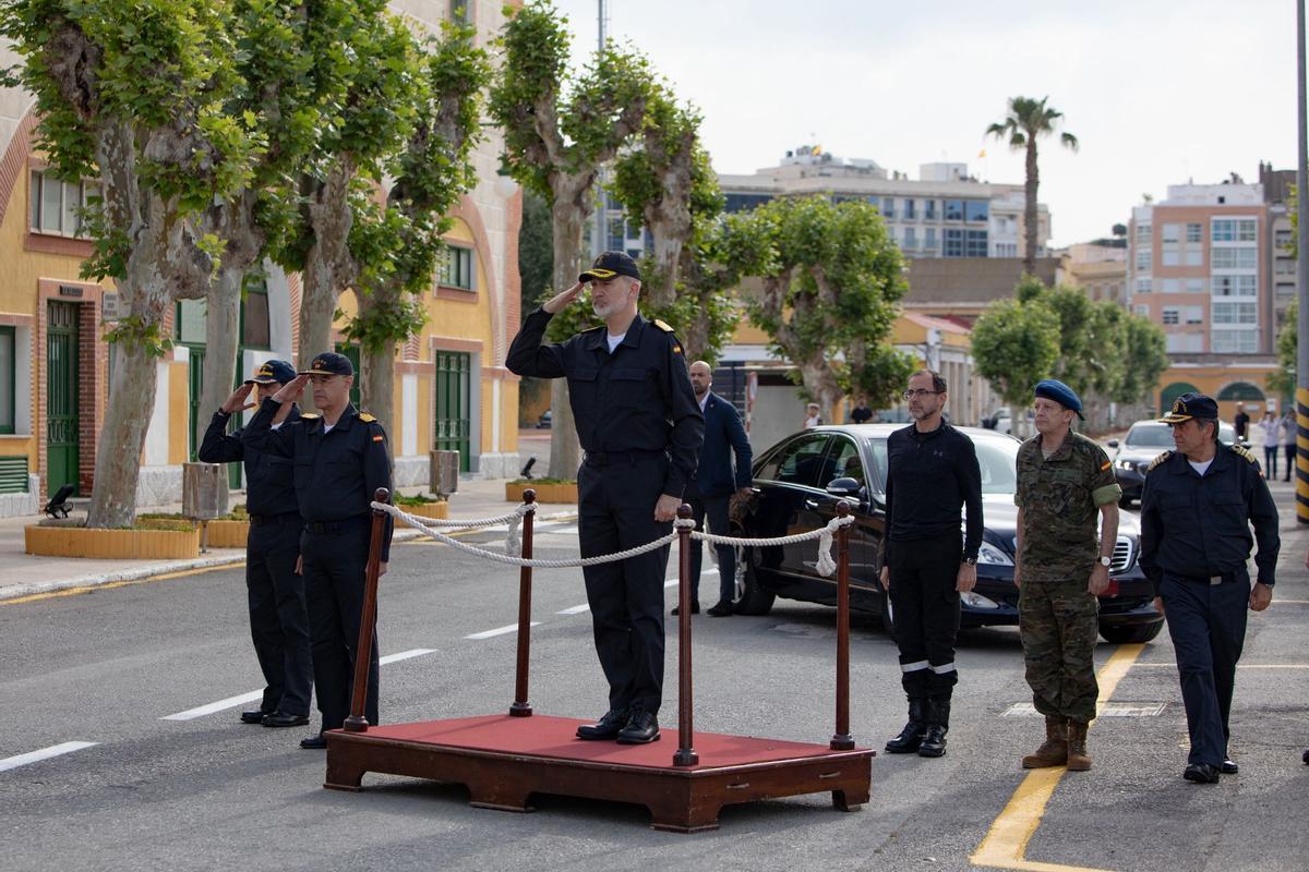 El rey Felipe VI, en el Arsenal de Cartagena, este lunes