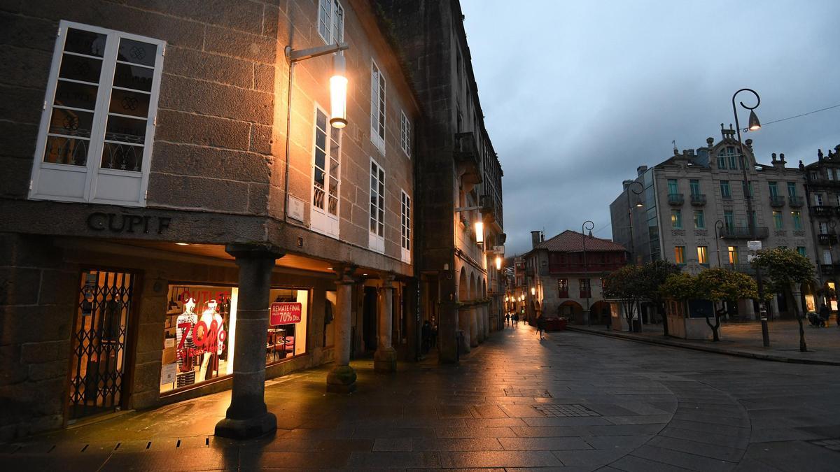 Una Pontevedra casi fantasma al atardecer