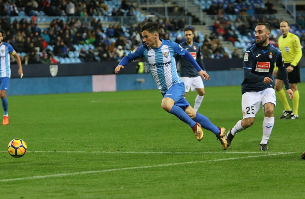 El conjunto blanquiazul comienza el año 2018 perdiendo en La Rosaleda ante el conjunto españolista con un solitario tanto de Sergi Darder al poco de iniciarse el encuentro