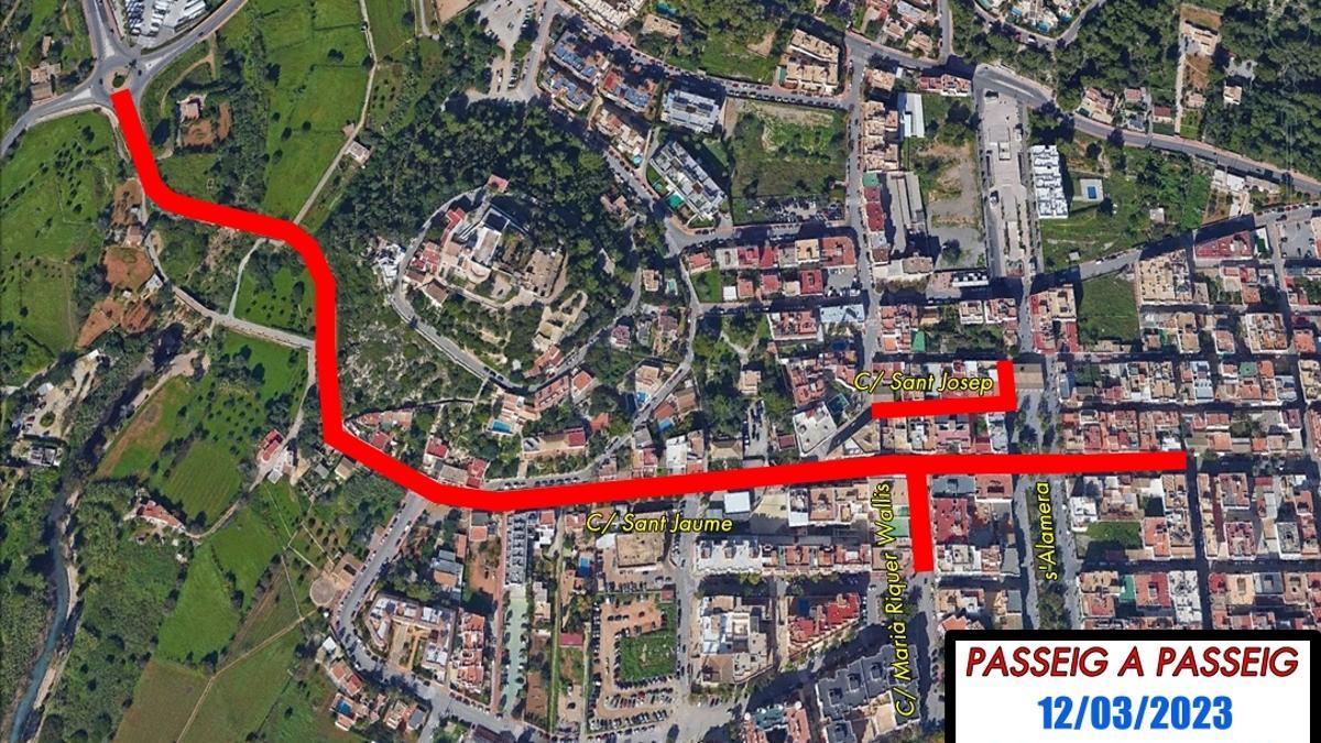 Plano del recorrido de la carrera popular Passeig a Passeig.