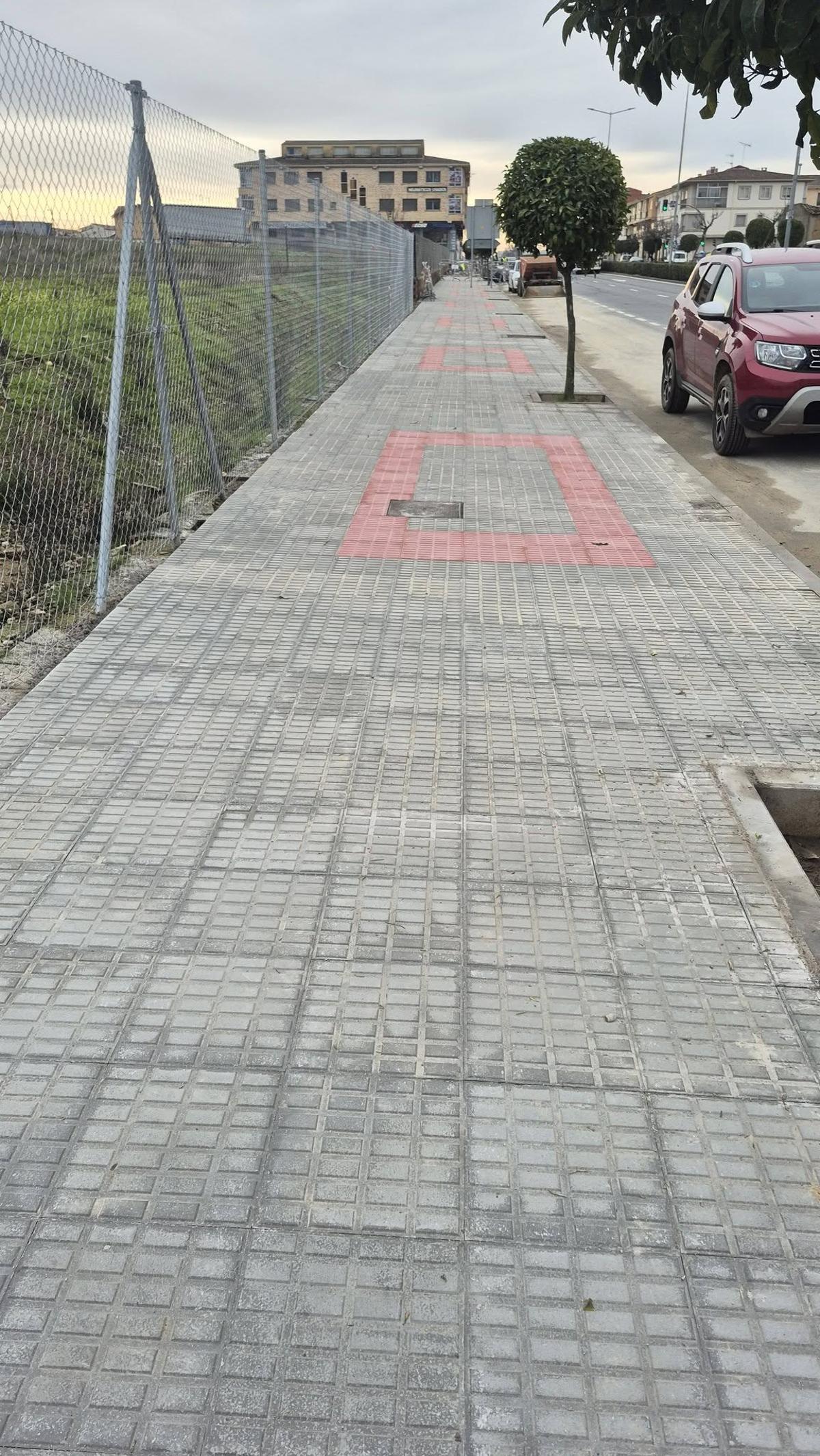 Una de las aceras en las que se actúa en la avenida Pureza Canelo.